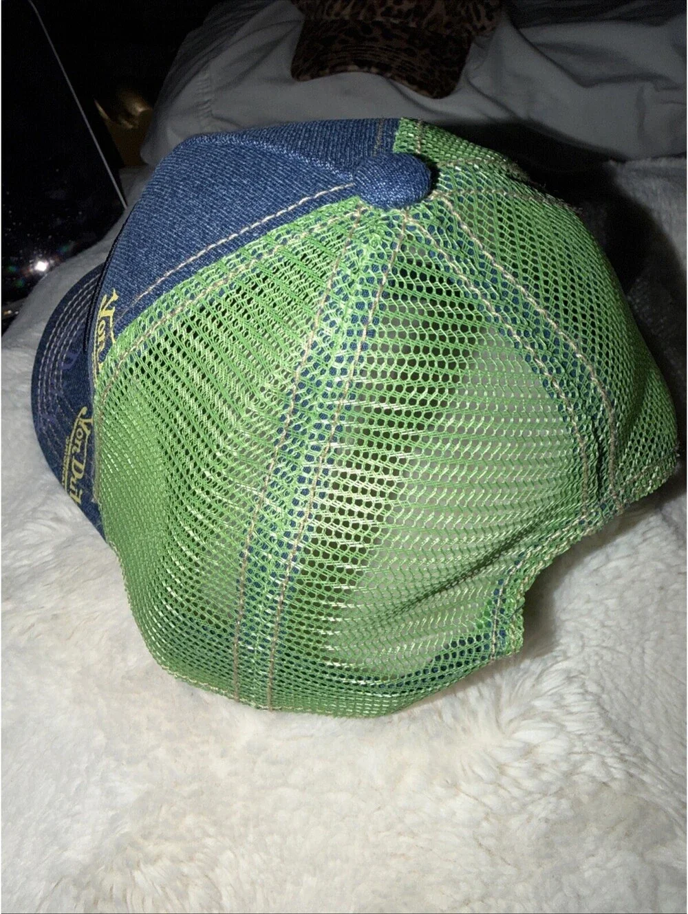 Von Dutch Dark Blue Denim/Green Trucker Hat - New